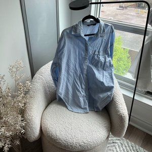 Zara distressed blue oxford shirt